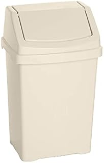 funky gadgets Wham 50L Swing Bin White,Silver,Teal,Purple,Cream Rubbish Dustbin Plastic Lided Bins Home Kitchen Office (Cream)