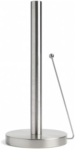 Minismus Küchenrollenhalter Stehend mit Anti-Roll Arm, ohne Bohren, Silber | Papierrollenhalter, Küchenpapierhalter, für Standardrollen, mühelos mit einer Hand abreißen, stabiler S