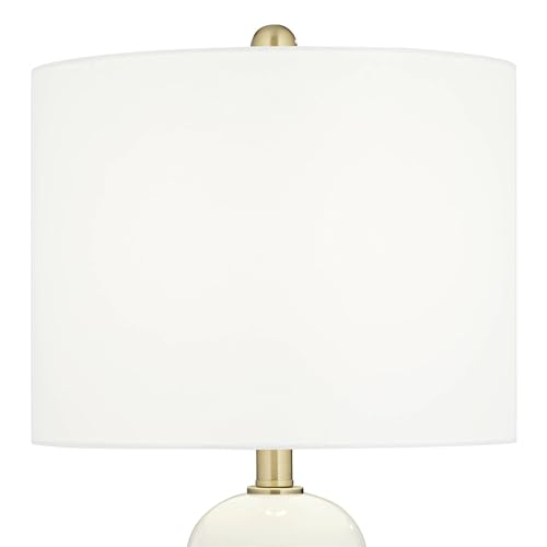 360 Lighting Draper 26" High Modern Coastal Table Lamps Set of 2 White Ceramic Fabric Shade Living Room Bedroom Bedside Nightstand House Office Home Reading Kitchen Entryway Console Family - Image 4