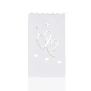 COHEALI White Luminary Bags, Tea Light Holders White Luminary Bags Halloween Lanterns Outdoor 10pcs Twin- Heart