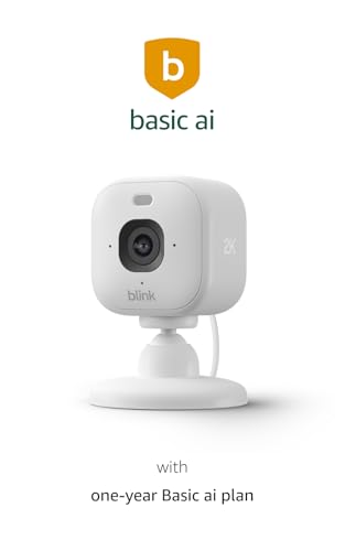 Image of Blink Mini 2K+ (newest model) with 1-year Basic ai plan - Plug-in Home & Pet Security Camera with 2K video resolution, color night vision, enhanced audio, motion detection - 1 camera (White)