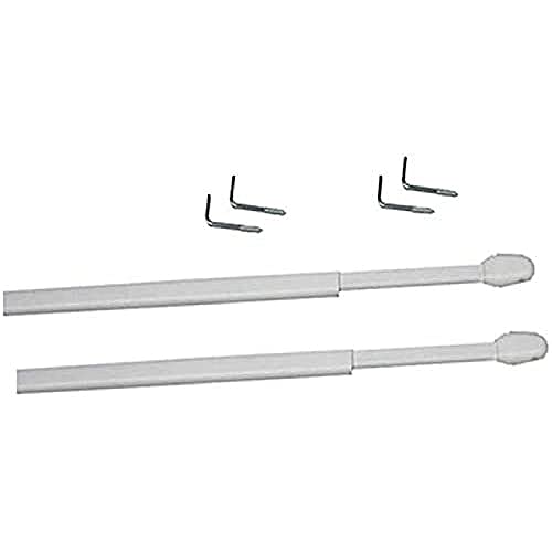 Ateliers28 Tringles Ovales pour Vitrage, 10x5 cm, 2 Tringles Acier 100-150 cm, Blanc T10015140