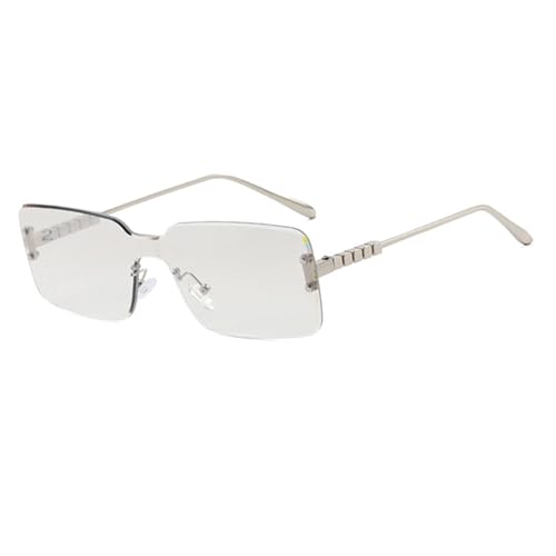 bullabulling Fashion Rimless Rectangle Sunglasses for Women Men Square Glasses Ultralight UV400 Eyewear Unisex