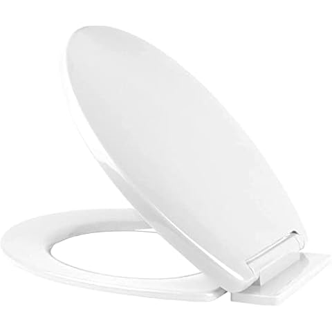 Soft Close Oval Toilet Seat White Loo Toilet Seat with Adjustable Hinges Standard O Shape Toilet Seat with Bottom Fixing 42x35cm by AAN Cover