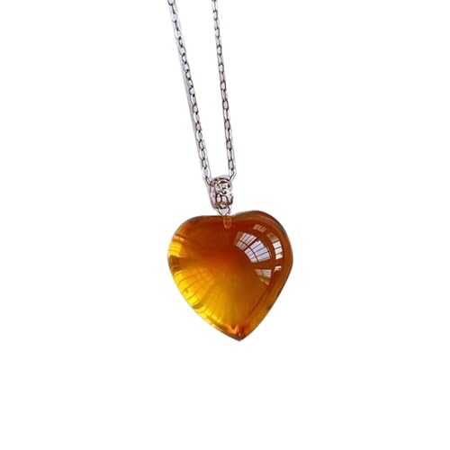 Collier cœur de jade naturel jaune en argent S925 contre le stress quotidien