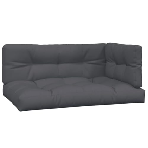 Image of 2-Piece Acacia Wood Outdoor Sectional, Anthracite, Modular Patio Sofa 9.3 inchx15.5 inchx4.6 inch, Weather-Resistant Cushions