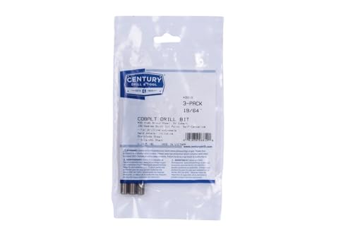 Image of Century Drill & Tool 26819 Cobalt Drill Bit, 19 /64 inch, Pro Pack of 3 | Straight shank, 4-3 /8 inch overall length, 135 point, cuts stainless steel, hard metals & metal