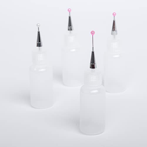 Mahitoi 4 Ultra-Fine Tip Applicator Bottles 20Ml Clear, For Storing & Applying Craft Supplies & Mediums Like Glitter, Glue, Paint, Stains, Inks - Creative Crafter #TOP5