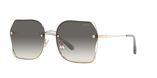Coach HC7150D Sunglasses, Shiny Light Gold/Black Grey Sand Gradient, 60 mm2