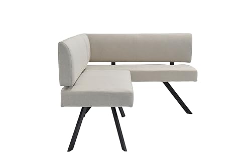byLIVING Eckbank Toronto, Bezug in Taupe, Gestell in schwarz, L-Form Langer Schenkel Links, Taschenfederkern, Küchenbank, Speisezimmerbank, Maße: B 182, H 85, T 128 cm