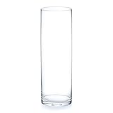 Enova Floral Jarrón cilíndrico de cristal, jarrón redondo grande de 10 x 30 cm, portavelas de pilar alto, centro de mesa de boda (1 pieza)