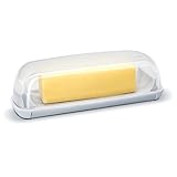 Butter Hub Butter Dish with Lid, Butter Keeper for Countertop, Easy Scoop, No Mess Lid, Dishwasher Safe (Clear)