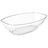 Prestee 24 Clear Plastic Serving Bowls - 64oz Oval Disposable Bowls for Parties - Chip Basin, Snack Bowl, Candy Dishes, and Salad Containers - Great for Holiday and Christmas Entertaining