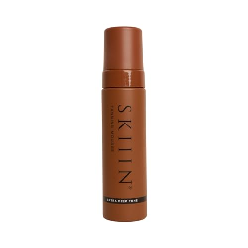 SKIIIN Self Tanning Mousse for Body Natural & Streak Free Finish Instant Fake Tan Easy to Apply Fast Drying Self Tan, Flawless Natural Looking Tan, Vegan and Cruelty Free - Extra Deep Tone