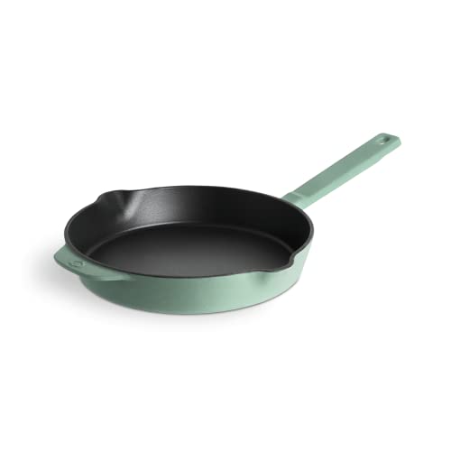 Springlane Kitchen Gusseisenpfanne Ø24 cm emailliert – Bratpfanne für Induktion & alle Herdarten – Gusspfanne ofenfest bis 300°C, 2L Volumen, Mint