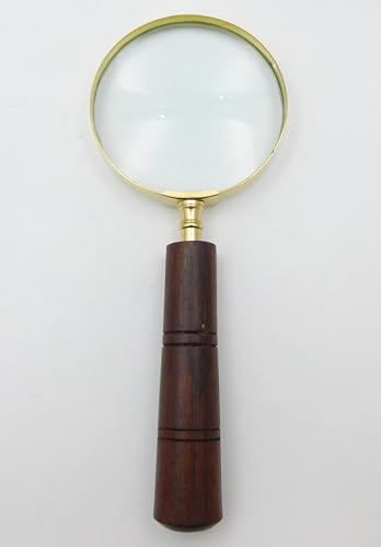 MERIDIAN NAUTICALS- Antique Brass Wooden Handle Magnifying glass handmade