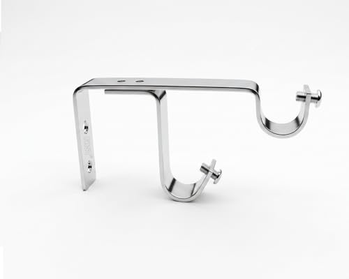 Image of FAST Premium Stainless Steel Curtain Rod Bracket, Heavy Duty Dual Curtain Rod Support Clamp, Chrome Plated Wall Mount Holder, 150mm Length x 20mm Width x 3mm Thickness. 1 set