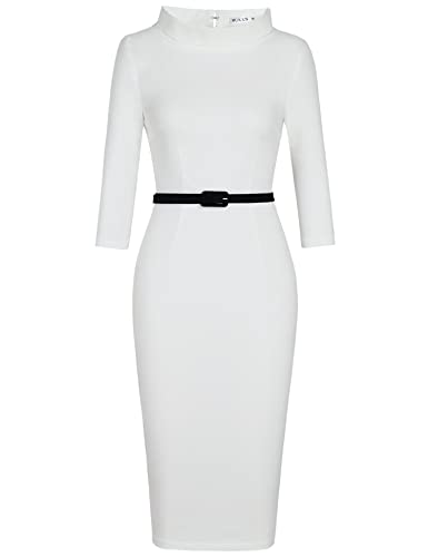 Image of MUXXN Women's 1950s Vintage 3 /4 Sleeve Elegant Collar Cocktail Evening Dress