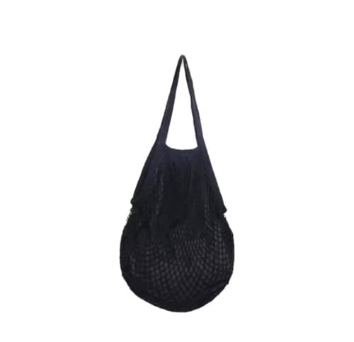 Bolsa de Praia Saco Macramê Colorida Feminina Verão Sacola de Crochê Moda Praia Sacola de Redinha (Preta)