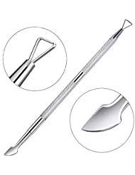 Vashion Cuticle Pusher- Double headed Stainless Steel Triangle Gel Nail Polish Remover Cuticle Peeler with Scraper