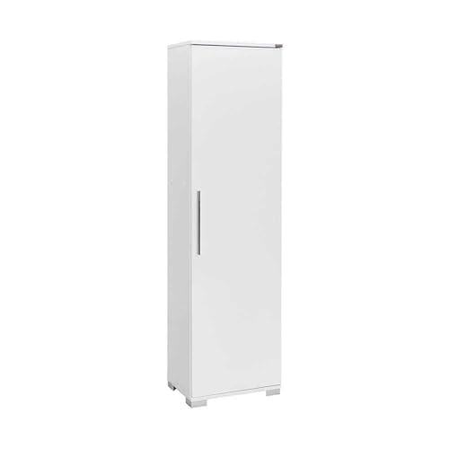 Image of FWStyle White Gloss Storage Cabinet – 169cm Tall Freestanding Unit with Adjustable Shelves, Scratch-Resistant Finish, Reversible Door – Modern Cupboard for Kitchen, Bathroom or Office