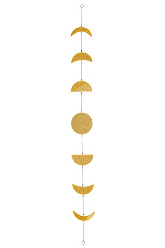 CozyCabin Moon Phase Wall Hanging Gold Moon Garland Handmade Moon Phase Boho Wall Hanging Garland Vertical Wall Decorations with Metal Chains