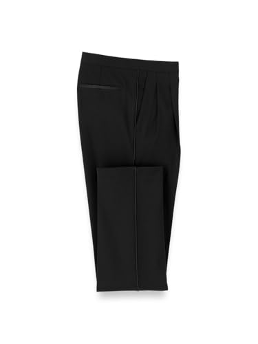 Paul Fredrick Men's Wool Stretch Pleated Tuxedo Pants