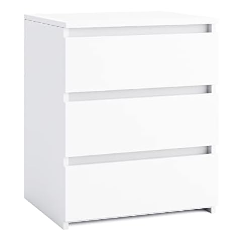 Mesita de Noche FirFurd Blanca con 3 Cajones Cover
