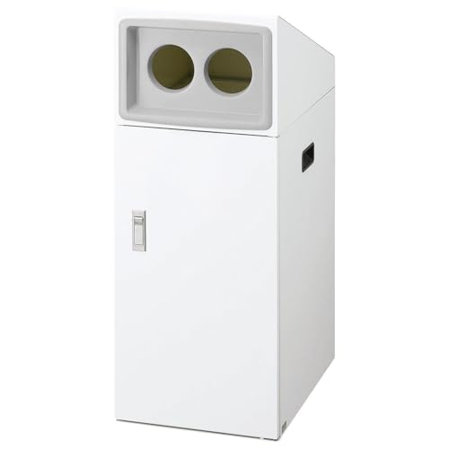 山崎産業(Yamazaki Sangyo)【日本製】CONDOR コンドル ゴミ箱 ごみ箱 ダストボックス 屋外用 容量 50L ホワイト 投入口 丸穴蓋 分別シール付き 内容器付き グリーン購入法適合品 再生樹脂使用 リサイクルボックスNTO-50 W-