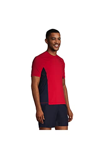 Lands' End Mens Short Sleeve Swim Tee Rash Guard Compass Red Regular XX-Large3