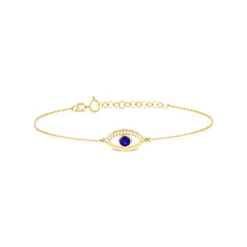 Diamond Evil Eye Necklace in 14K Solid Gold | Sapphire Bracelet for Women - Main Image