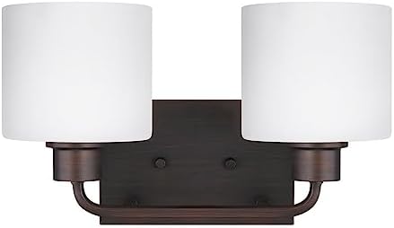 Generation Lighting 4428802-710 Transitional Two Light Wall/Bath from Seagull - Canfield Collection in Bronze/Dark Finish,