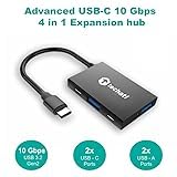 Image of Advanced 10Gbps 4 Port USB 3.2 Gen2 Type C Expansion hub with 2X USB-C and 2X USB-A Ports for use with MacBook, iPad, Windows Laptop, Surface, Android tab, Mobile and Type-C Devices