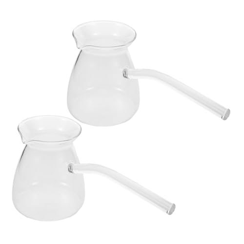Cabilock 2pcs Turkish Coffee Pots: 450ml Transparent Thickened Borosilicate Glass Tea Kettle With Side Handle For Milk Heating Stovetop Compatible