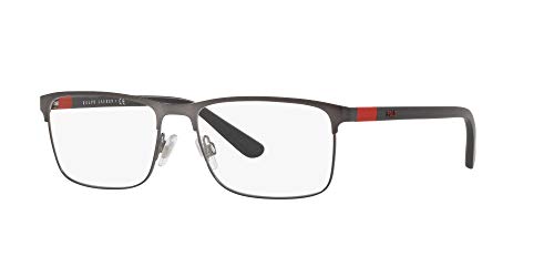 Polo Ralph Lauren Men's PH1190 Rectangular Prescription Eyewear Frames, Matte Dark Gunmetal/Demo Lens, 56 mm