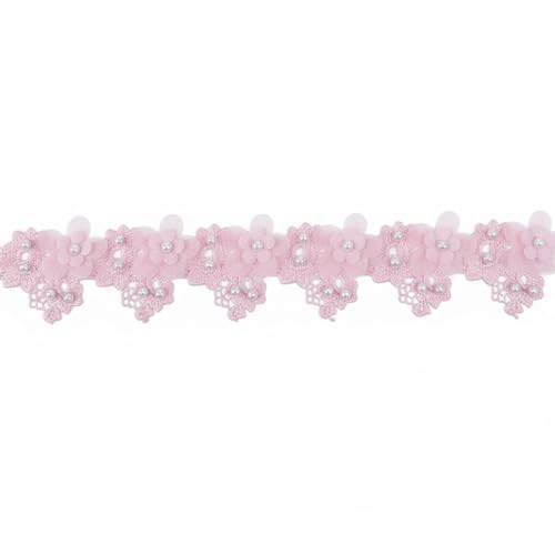 VUIUYOIES Applique en Dentelle élégante avec Ruban de Dentelle Large pour ateliers d'artisanat, Ruban de en Polyester 6,5 cm Large, idées Fleurs, 6,5 cm, Rose