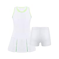 winying Enfants Filles Golf Tennis Robes Tenues Débardeur Sportif Avec Jupe Sportive Costumes De Cheer Leader Uniformes Déquipe Blanc 9-10 ans