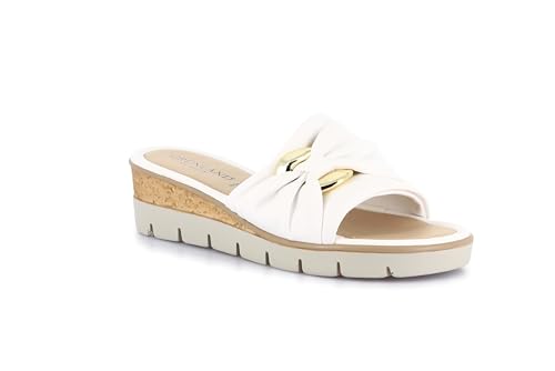Chaussons femme Grunland Ci 3695 Pafo avec bande en pompon blanc