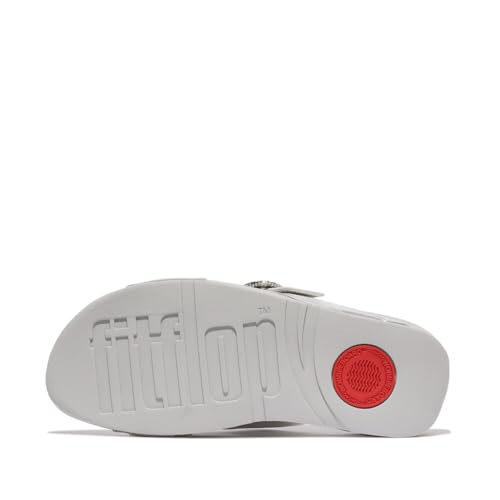 Image of FitFlop Women's Lulu Crystal-Buckle Leather Cross Slide Sandal