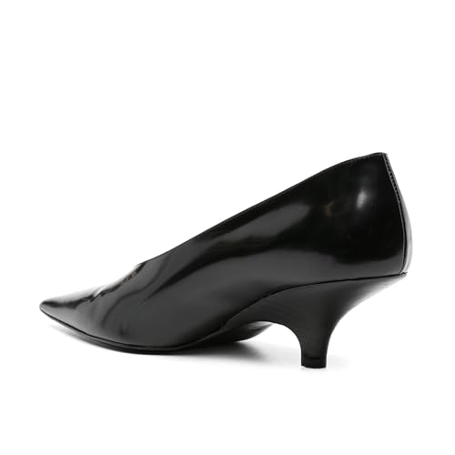 Lutalica W Women's Trendy Pointed Toe Patent Leather V-Cut Upper Unique Low Heel Dress Pumps Shoes3