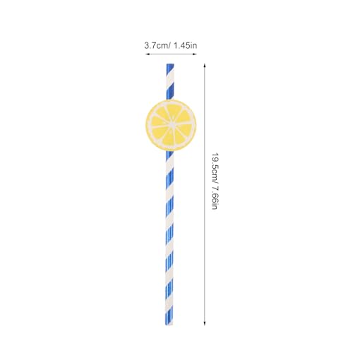 Ipetboom 50 pitillos de papel azul con diseño limón miniatura 2