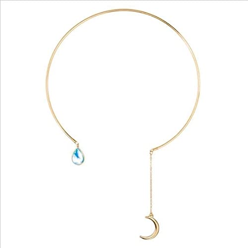 MIDJ Collier Pierre Naturelle, Cristal Naturel Zircon Pierre De Lune Collier Autonome Goutte d'eau Pendentif Collier Boho Reiki Guérison Bijoux Collier Cadeaux De Noël pour Femmes