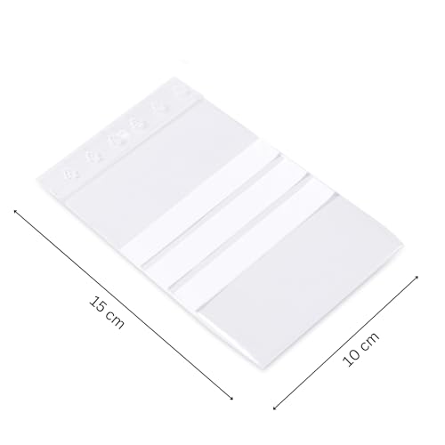Pakico | 100 Plastiktüten 10 x 15 cm Klare wiederverschließbare mit Etiketten | ZIP Beutel | Dick | Verschlussbeutel | Lebensmittelbeutel | Gewürze | Nüsse | Kaffee | Hebrata | Ziplock-Beutel