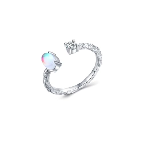 Alliance de mariage femme en argent et pierre de lune, le cadeau romantique idéal