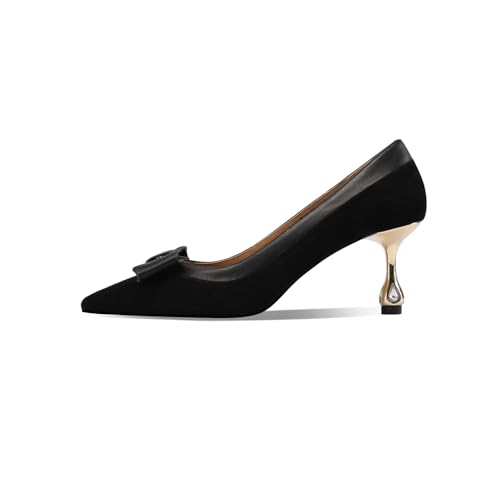 TinaCus Women's Pointed Toe Handmade Bowknot Suede & Genuine Leather Stiletto Heels Pumps Shoes2