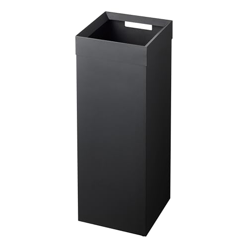 Yamazaki Home Tall Slim Trash Can – Modern Square Steel Waste Basket with Handle, Black Metal Trash Can for Kitchen, Bathroom, or Office, 7.25 Gallons, Slim Tall Design