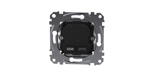 Schneider Electric Merten MEG4366-0130 - Estación de Carga USB Tipo C (1 Puerto USB C con tecnología de Entrega de energía y Potencia de Carga de...