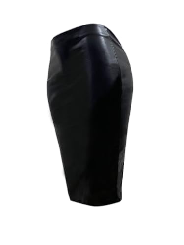 Women's Faux Leather Pencil Skirt, High Waist Midi Length with Double Zipper4