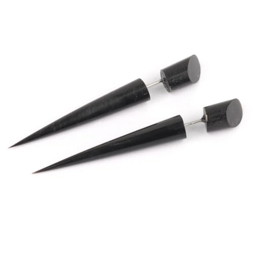 Faux cônes d'oreilles tribaux 55mm en corne noire naturelle sculptée à la main