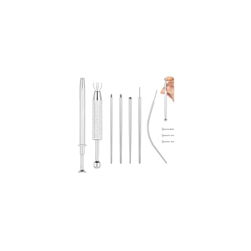 BodyAce 14G 16G 18G 20G Aiguille Piercing Acier Inoxydable Ball Grabber Tool Insertion Piercings Oreille Nez Sans Fil Outils Piercer Labret Barre Percing Taper [16G(1.2mm)]
